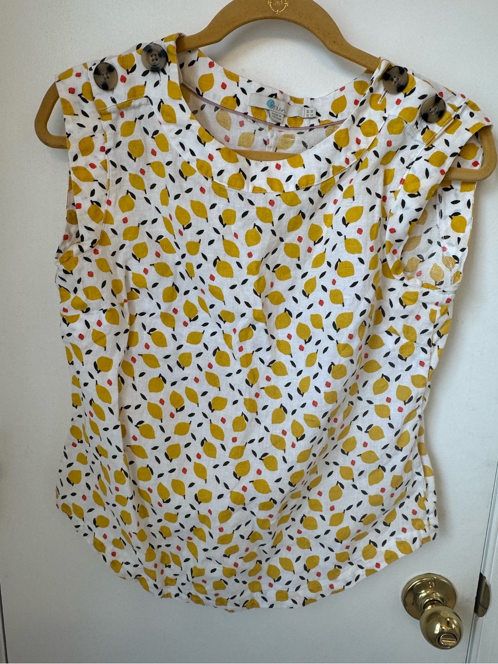Boden Women's White Lemon-Print Sleeveless Shell Top 4 (small)